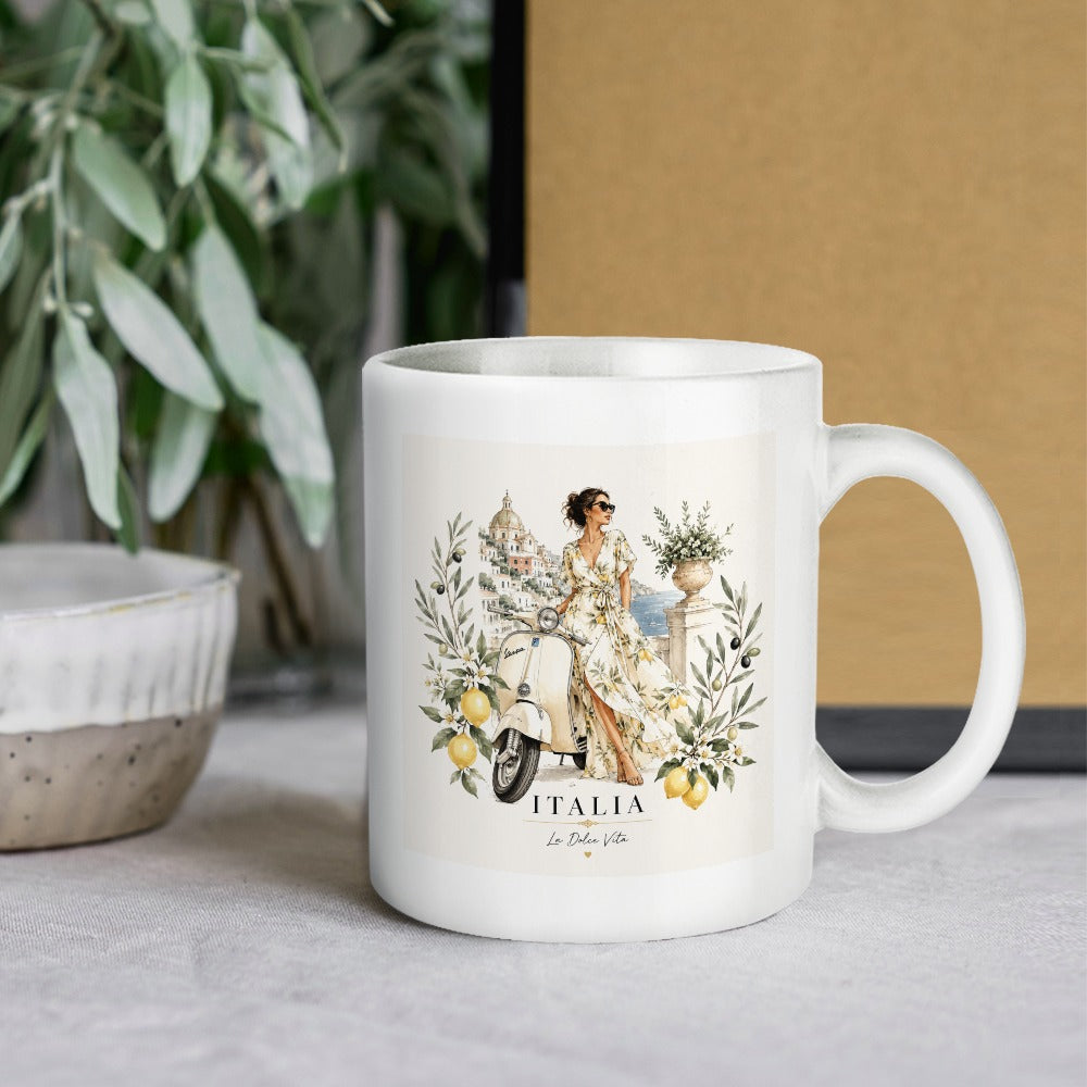 La Dolce Vita Tasse – Italian Style Keramiktasse mit Vespa, Zitronen und Küstenflair.