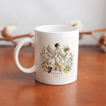 La Dolce Vita Tasse – Keramiktasse mit Vespa, Zitronen und Küstenflair im Italien-Motiv