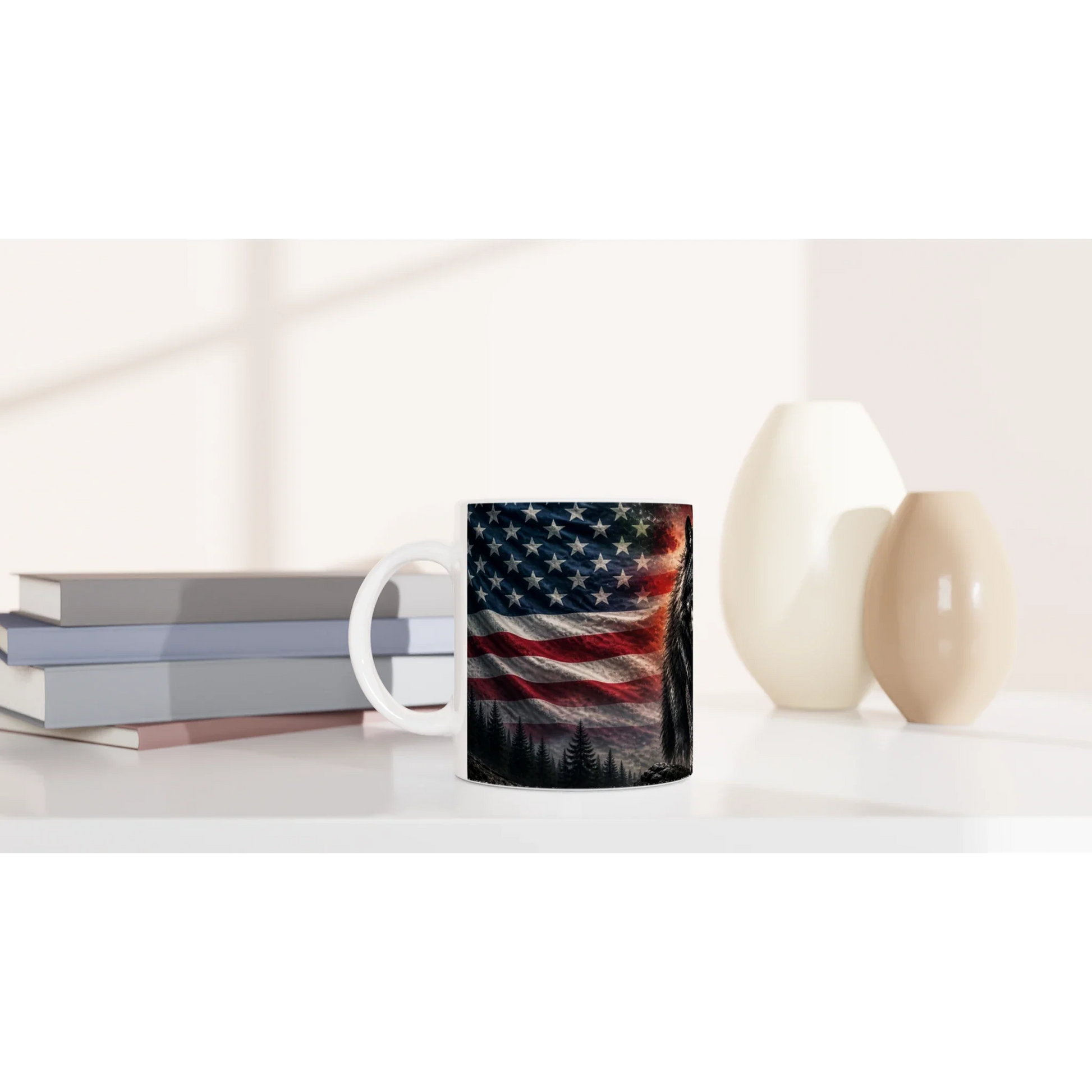 Schwarzwald Wolf United Flags Tasse mit Flaggenmotiv, ideal für Kaffee, Tee oder Geschenk