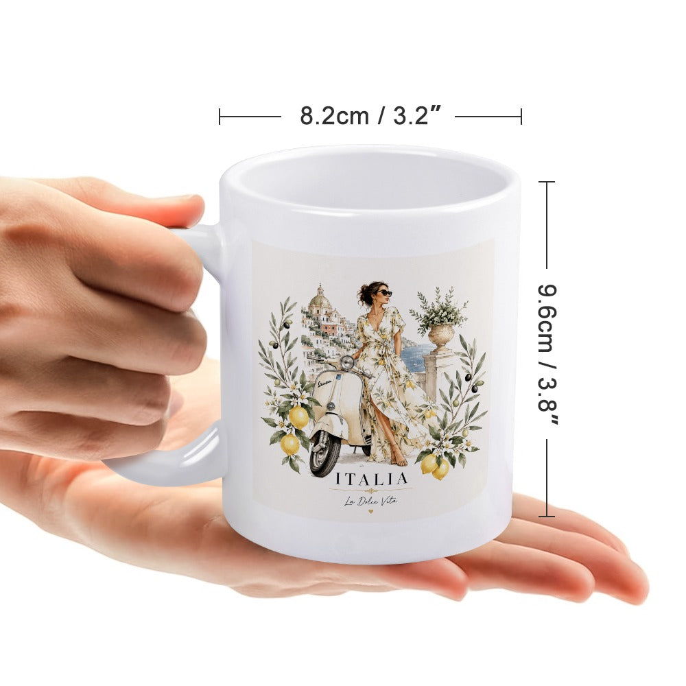 La Dolce Vita Tasse – Keramiktasse mit Italia-Motiv, Vespa, Zitronen und Küstenflair
