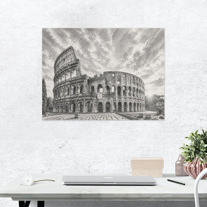 Colosseum Leinwanddruck Rom, Wandbild 45x60 cm, römische Architektur, strukturiertes Canvas-Design