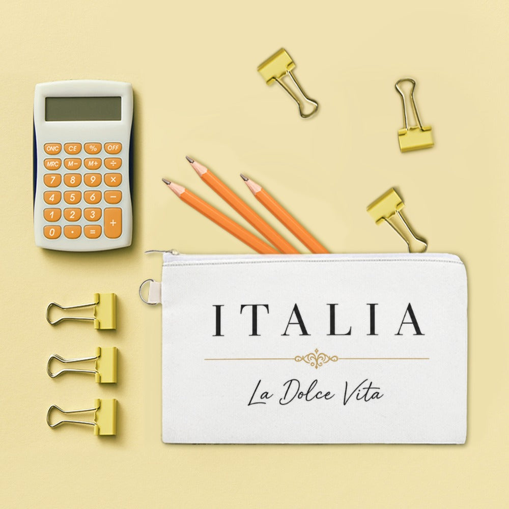La Dolce Vita Kosmetiktasche – italienischer Stil mit Italia-Motiv (Vespa, Zitronen, Küstenflair)