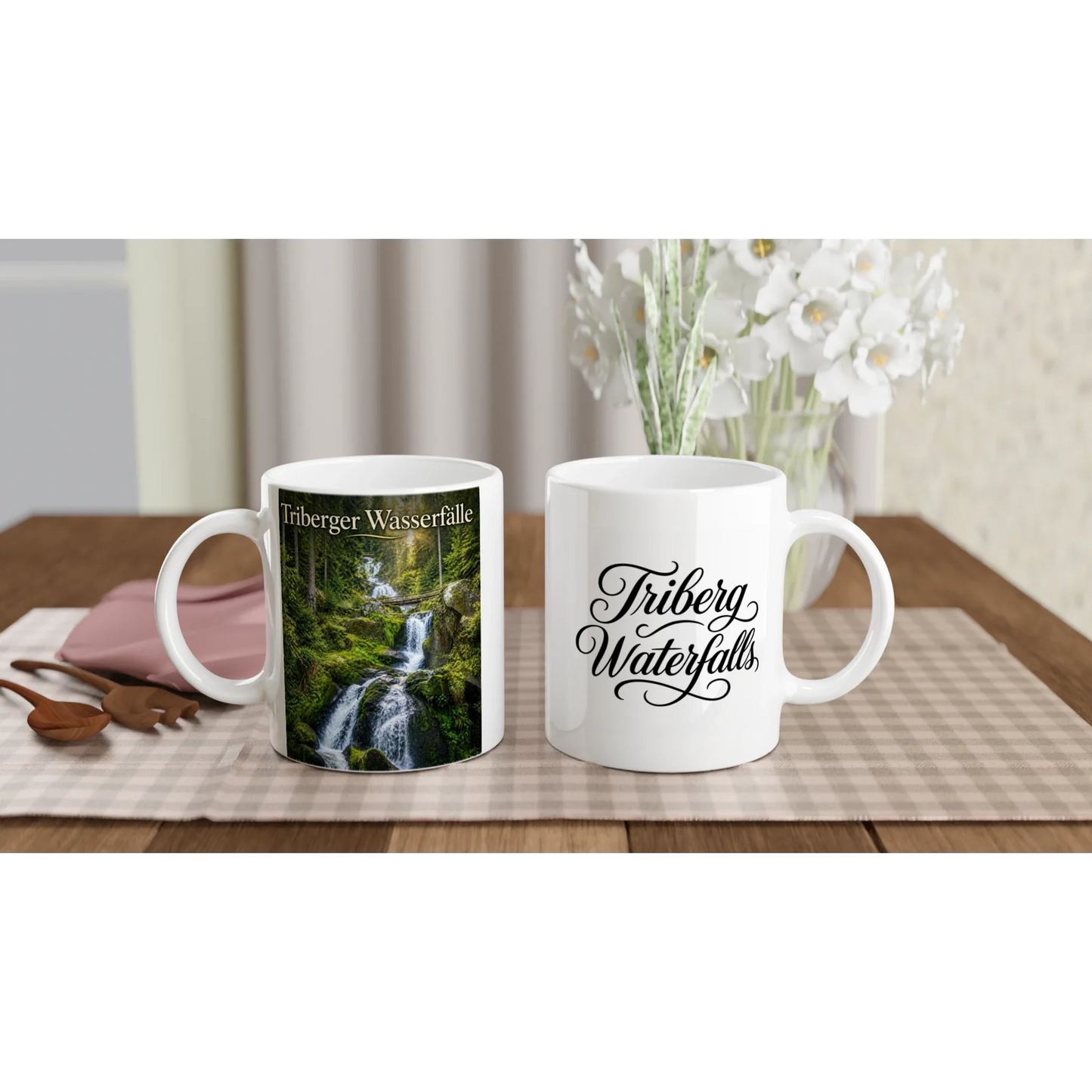 Triberger Wasserfälle Tasse – Keramikbecher mit Schwarzwald-Motiv und Wasserfall-Design