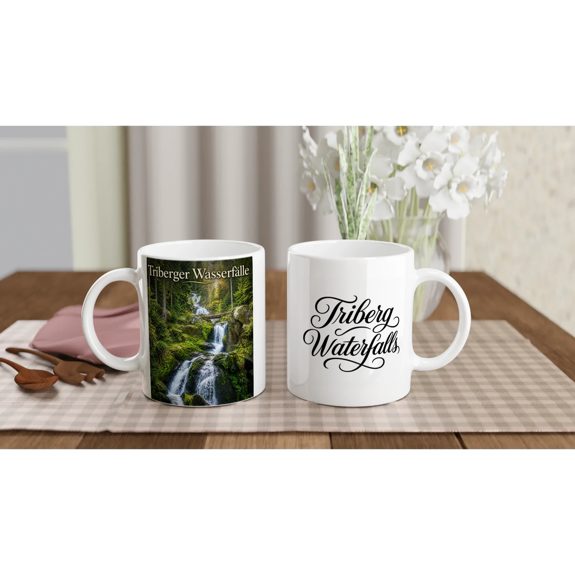 Triberger Wasserfälle Tasse – Keramikbecher mit Schwarzwald-Motiv und Wasserfall-Design
