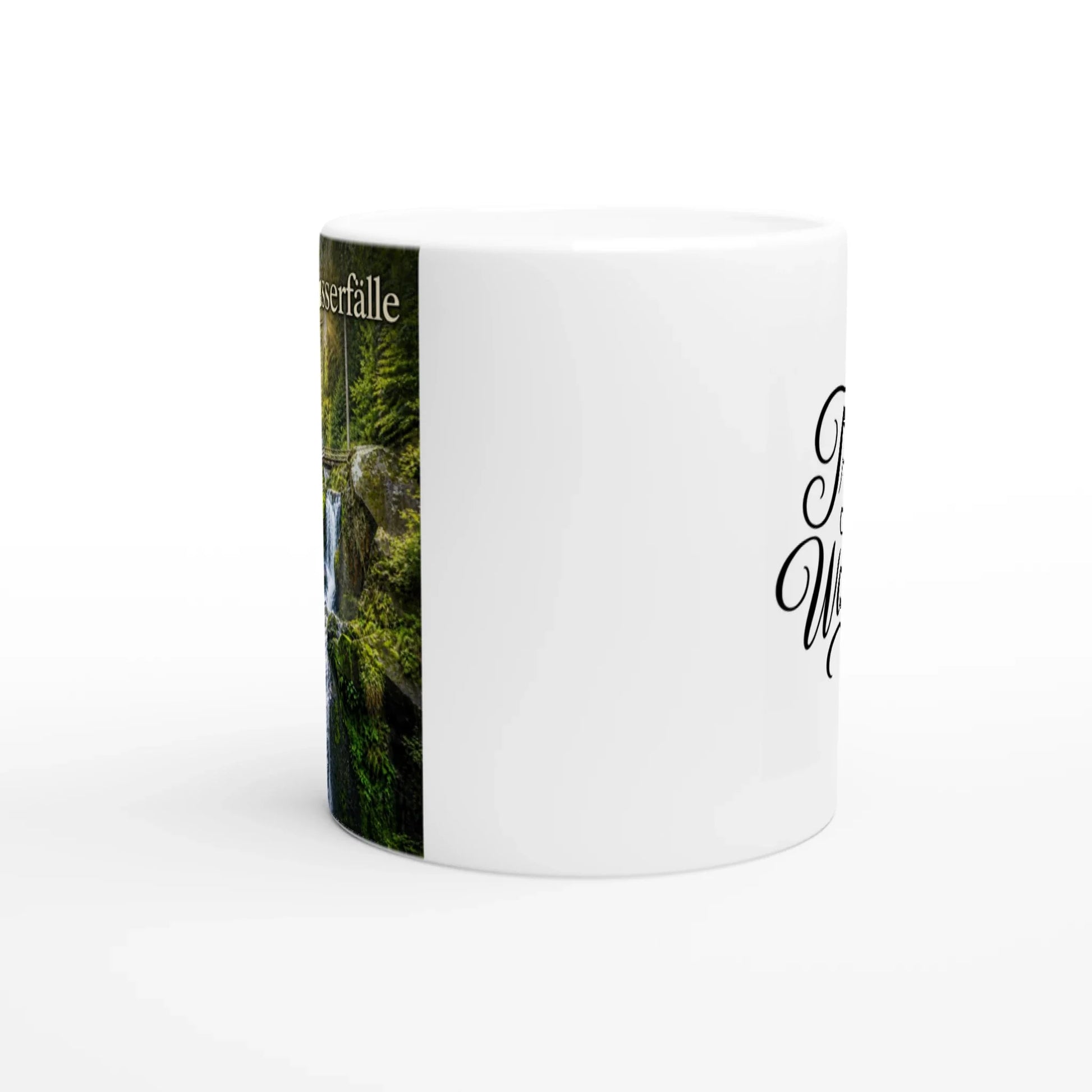 Triberger Wasserfälle Tasse – Keramikbecher mit Schwarzwald-Motiv, glänzend weiß, Souvenir